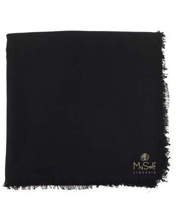 Lizi Headwear Solid Black Square Scarf  myselflingerie.com